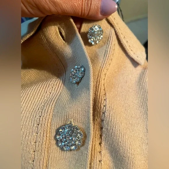 & Other Stories dress-ribbed sweater with rhinestone buttons, fits a S or XS NWT - Picture 3 of 12